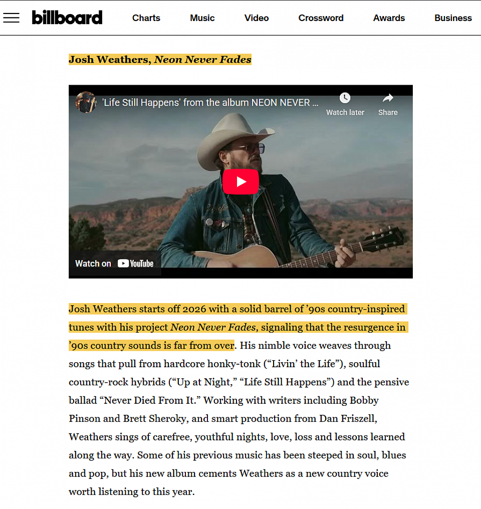 Recent mention of Dans work on the Billboard Website